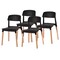 Fabulaxe Modern Plastic Dining Chair Open Back with Beech Wood Legs, Black, PK 4 QI004222.BK.4 - alternate 1